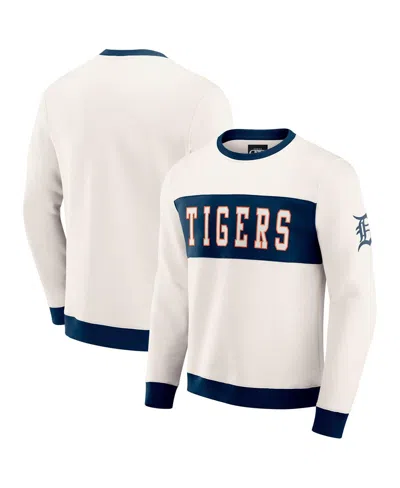 Fanatics Darius Rucker Collection By  Men's Cream Detroit Tigers Color Block Crewneck Sweatshirt In White