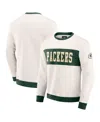 Fanatics Darius Rucker Collection By  Men's Cream Green Bay Packers Color Block Crewneck Sweatshirt In White