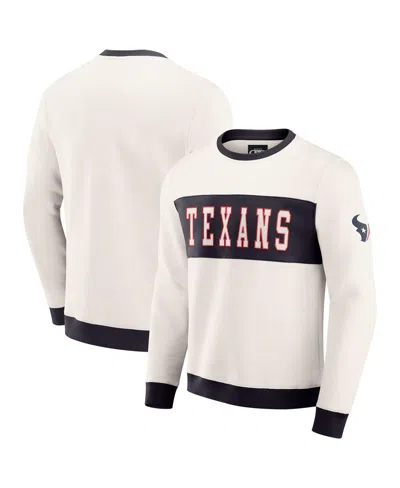 Fanatics Darius Rucker Collection By  Men's Cream Houston Texans Colorblock Crewneck Sweatshirt In White