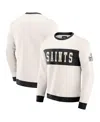 Fanatics Darius Rucker Collection By  Men's Cream New Orleans Saints Color Block Crewneck Sweatshirt In White