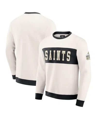 Fanatics Darius Rucker Collection By  Men's Cream New Orleans Saints Color Block Crewneck Sweatshirt In White