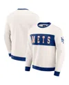 Fanatics Darius Rucker Collection By  Men's Cream New York Mets Color Block Crewneck Sweatshirt In White