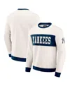 Fanatics Darius Rucker Collection By  Men's Cream New York Yankees Color Block Crewneck Sweatshirt In White