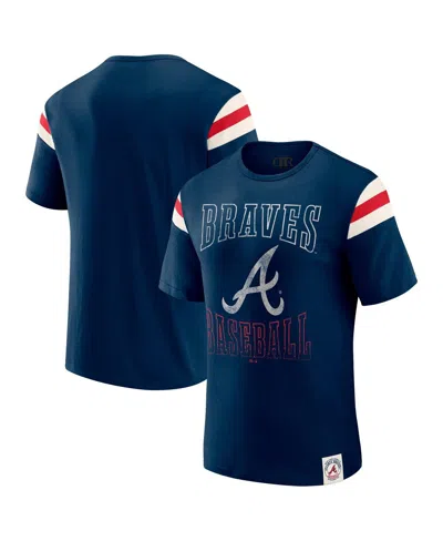 Fanatics Darius Rucker Collection By  Men's Navy Atlanta Braves Distressed Sleeve Stripe T-shirt In Blue