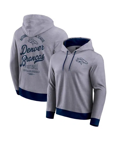 Fanatics Darius Rucker Collection By  Men's Navy Denver Broncos Tonal Knit Pullover Hoodie In Gray