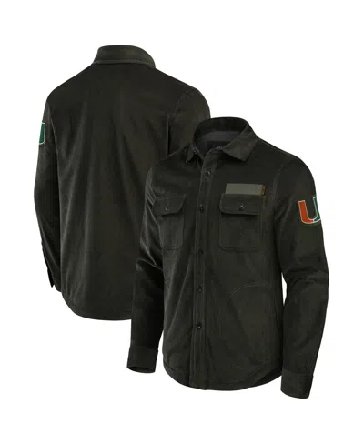 Fanatics Darius Rucker Collection By  Men's Olive Miami Hurricanes Corduroy Full-button Shacket In Black