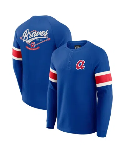 Fanatics Darius Rucker Collection By  Men's Royal Atlanta Braves Waffle-knit Raglan Long Sleeve Henle In Blue