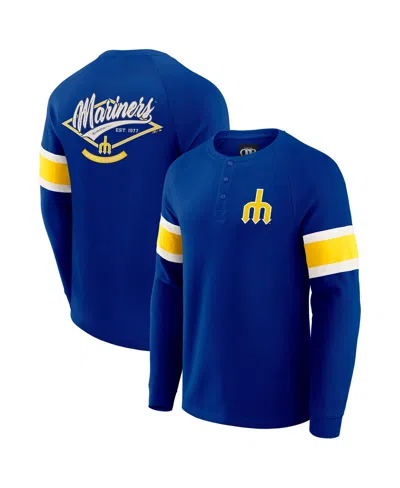 Fanatics Darius Rucker Collection By  Men's Royal Seattle Mariners Waffle-knit Raglan Long Sleeve Hen In Blue