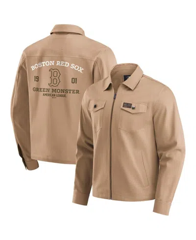Fanatics Darius Rucker Collection By  Men's Tan Boston Red Sox Distressed Washed Full-zip Jacket In Brown