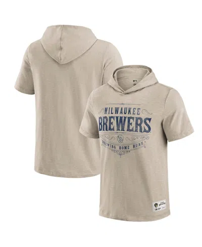 Fanatics Darius Rucker Collection By  Men's Tan Milwaukee Brewers Hooded T-shirt In Brown