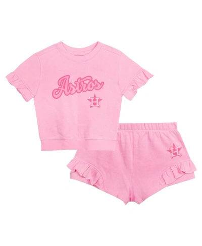 Fanatics Babies' Girls Toddler  Pink Houston Astros Dugout Cute T-shirt And Shorts Set
