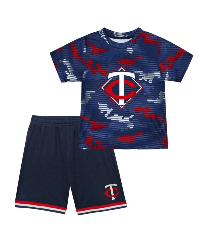 Fanatics Kids' Little Boys And Girls Navy Minnesota Twins Field Ball T-shirt And Shorts Set