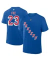 Fanatics Men's Adam Foxâ Blue New York Rangers Authentic Stack Name Number T-shirt In Blue