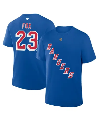 Fanatics Men's Adam Foxâ Blue New York Rangers Authentic Stack Name Number T-shirt