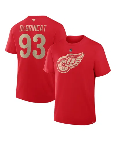 Fanatics Men's Alex De Brincat Red Detroit Red Wings Centennial Authentic Stack Name Number T-shirt