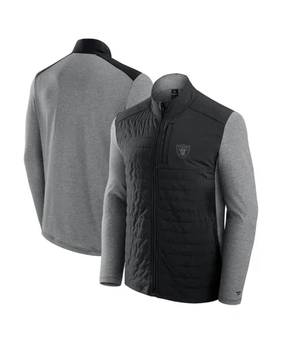 Fanatics Men's And Women's Black/heather Gray Las Vegas Raiders Front Office Tonal Full-zip Jacket In Multi