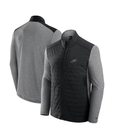 Fanatics Men's And Women's Black/heather Gray Philadelphia Eagles Front Office Tonal Full-zip Jacket In Black,heather Gray