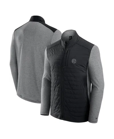 Fanatics Men's And Women's Black/heather Gray Pittsburgh Steelers Front Office Tonal Full-zip Jacket In Black,heather Gray