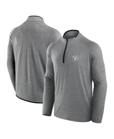 Fanatics Men's And Women's Charcoal Las Vegas Raiders Front Office Performance Primary Quarter-zip Jacket In Gray