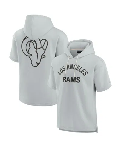 Fanatics Men's And Women's Gray Los Angeles Rams Elements Super Soft Fleece Short Sleeve Pullover Hoodie In Gray,cream