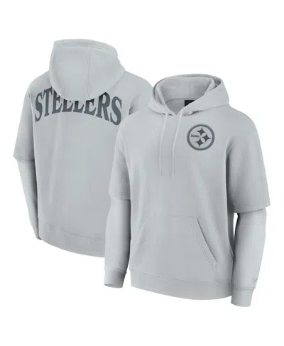 Fanatics Men's And Women's Gray Pittsburgh Steelers Sleek Elements Pullover Hoodie