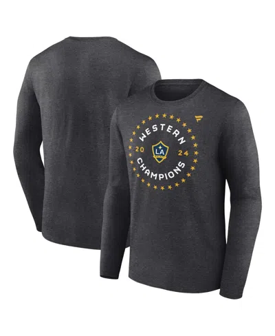 Fanatics Men's And Women's Heather Charcoal La Galaxy 2024 Mls Western Conference Champions Locker Room Long  In Gray