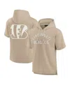 Fanatics Men's And Women's Khaki Cincinnati Bengals Elements Super Soft Fleece Short Sleeve Pullover Hoodie In Khaki
