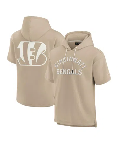 Fanatics Men's And Women's Khaki Cincinnati Bengals Elements Super Soft Fleece Short Sleeve Pullover Hoodie
