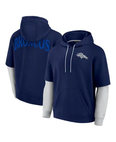 Fanatics Men's And Women's Navy Denver Broncos Sleek Elements Pullover Hoodie