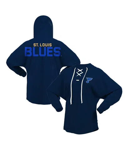 Fanatics Men's And Women's Navy St. Louis Blues Jersey Lace-up V-neck Long Sleeve Hoodie T-shirt