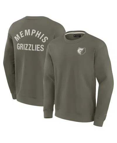 Fanatics Men's And Women's Olive Memphis Grizzlies Super Soft Pullover Crew Sweatshirt