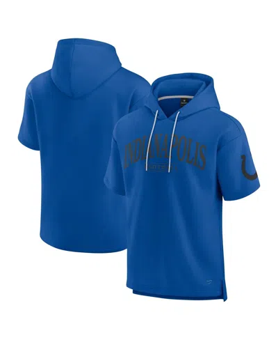 Fanatics Men's And Women's Royal Indianapolis Colts Elements Ready Short Sleeve Pullover Hoodie In Blue