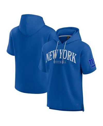 Fanatics Men's And Women's Royal New York Giants Elements Ready Short Sleeve Pullover Hoodie In Blue