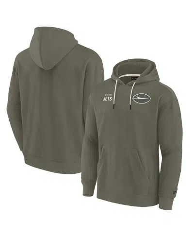Fanatics Men's And Women's Signature Olive New York Jets Elements Super Soft Fleece Pullover Hoodie