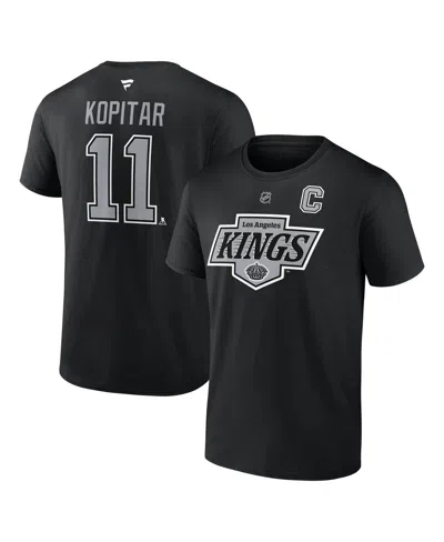 Fanatics Men's Anze Kopitar Black Los Angeles Kings Authentic Stack Name Number T-shirt