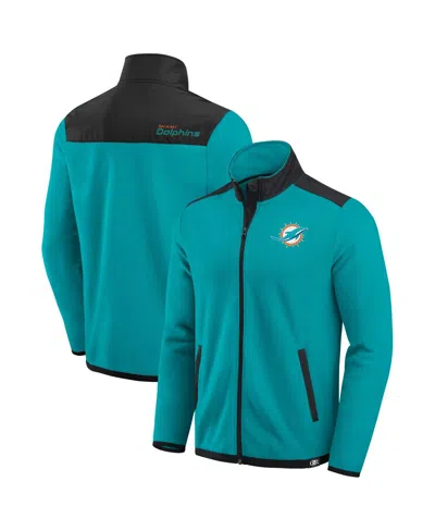 Fanatics Men's Aqua Miami Dolphins Color Block Polar Fleece Full-zip Jacket