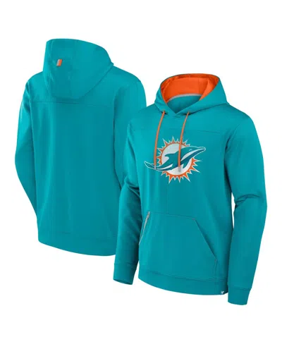 Fanatics Men's Aqua Miami Dolphins Defender Pullover Hoodie In Aqua,orange