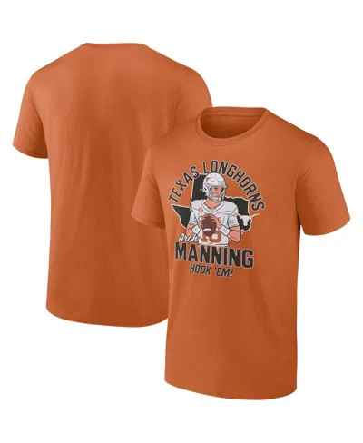 Fanatics Men's Arch Manning Texas Orange Texas Longhorns Name Number T-shirt In Animal Print