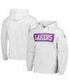 Fanatics Men's Ash Los Angeles Lakers Soft Hand Raglan Tri-blend Pullover Hoodie In Ash,purple