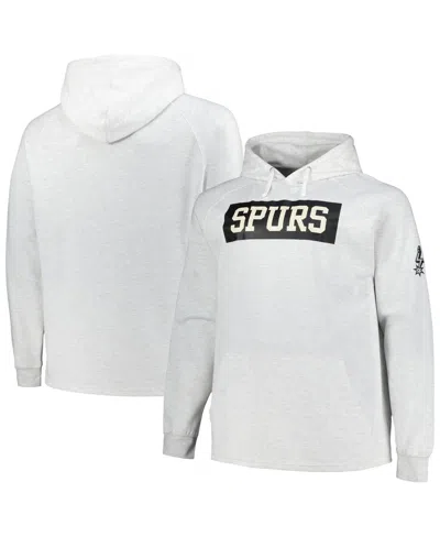 Fanatics Men's Ash San Antonio Spurs Big Tall Raglan Tri-blend Pullover Hoodie