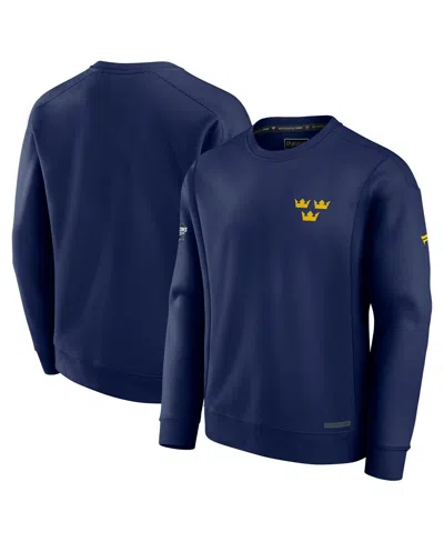 Fanatics Men's Athletic Navy Sweden 2025 4 Nations Face-off Authentic Pro Fleece Pullover Sweatshirt In Athletic Navy