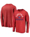 Fanatics Men's Athletic Red Washington Capitals Iconic Striated Breezer Raglan Long Sleeve T-shirt In Red