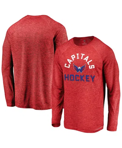 Fanatics Men's Athletic Red Washington Capitals Iconic Striated Breezer Raglan Long Sleeve T-shirt