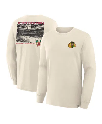 Fanatics Men's Beige Chicago Blackhawks Centennial Legacy Long Sleeve T-shirt In Neutral