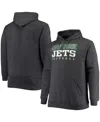Fanatics Men's Big And Tall Heathered Charcoal New York Jets Practice Pullover Hoodie In Heathered Charcoal