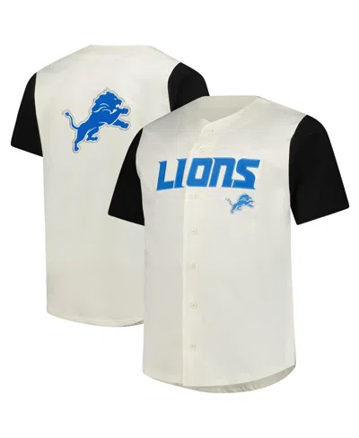 Fanatics Men's Big Tall Cream Detroit Lions Vintage Short Sleeve Button-down T-shirt In Neutral