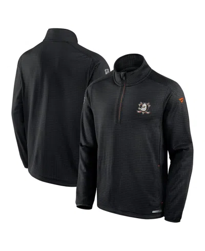 Fanatics Men's Black Anaheim Ducks Authentic Pro Rink Quarter-zip Sweatshirt