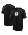 Fanatics Branded  Black Boston Bruins Left Side Block Polo In Black