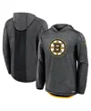 Fanatics Men's Black Boston Bruins Authentic Pro Rink Lightweight Pullover Hoodie In Black