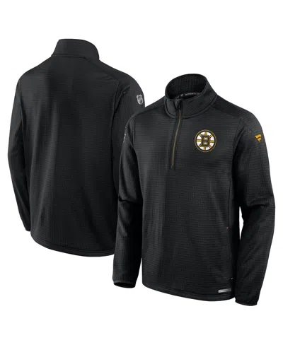 Fanatics Men's Black Boston Bruins Big Tall Authentic Pro Quarter-zip Sweatshirt